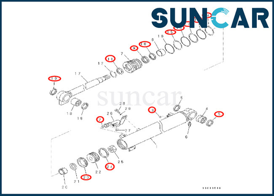 Boom Cylinder Seal Kit Komatsu 707-99-26570 7079926570 Phù hợp với PC57-7 Boom Cylinder Seal Kit