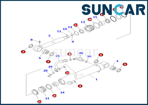 Komatsu 707-98-26820 7079826820 Bộ làm kín xi lanh cánh tay cho PC55MR-3 PC55MR-5 PC55MR-5M0
