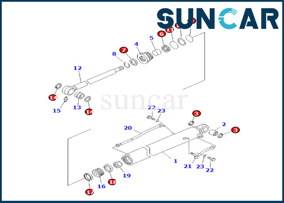 707-98-26580 7079826580 Đối với PC60-7 PC60-7S Bộ làm kín xi lanh cánh tay Komatsu Bộ làm kín thùng
