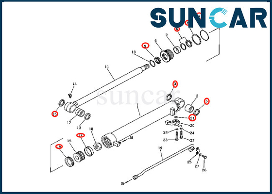 201-63-36700 2016336700 Bộ niêm phong xi lanh cánh tay cho PC60-2 PW60-1 Bộ niêm phong xi lanh cánh tay Komatsu