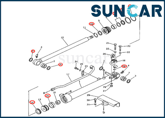 Bộ làm kín xi lanh gầu Komatsu 2016326700 201-63-26700 Phù hợp với PC60-2 PC60U-3 Bộ sửa chữa xi lanh xô