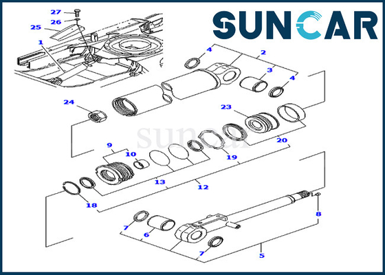 Bộ dụng cụ sửa chữa xi lanh lưỡi YM172151-72940 Bộ dụng cụ bảo hành Komatsu cho máy xúc kiểu PC40FR-1 PC50FR-1