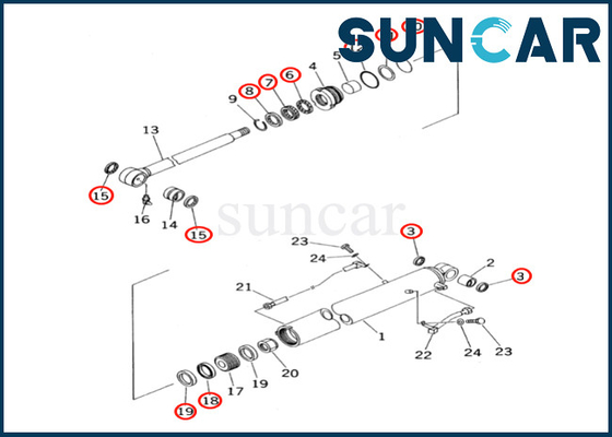 Bộ làm kín xi lanh gầu Komatsu 707-99-26640 7079926640 cho Bộ sửa chữa xi lanh xô PC60-7 PC60-7S