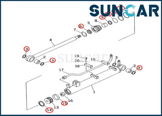 Bộ làm kín xi lanh hình trụ Komatsu 707-98-15680 7079815680 dành cho PC60-7 PC60-7E Bộ làm kín xi lanh hình ống kính