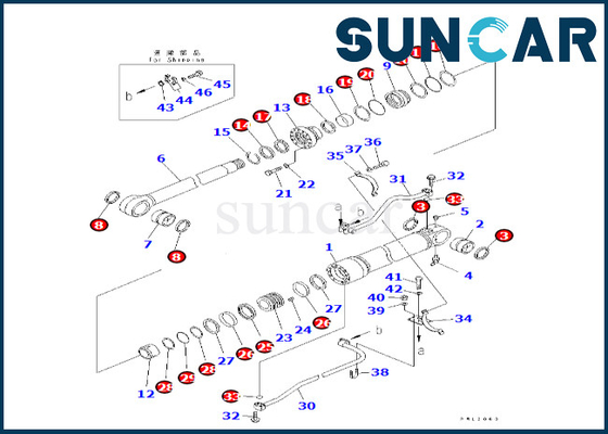 Komatsu 707-99-68580 7079968580 Boom Cylinder Seal Kit Phù hợp với PC600LC-7 PC600LC-6A Boom Cylinder Repair Kit