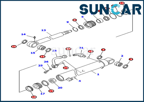 Komatsu 707-98-32520 7079832520 Bộ niêm phong sửa chữa xi lanh lưỡi cho các bộ phận bên trong máy xúc PC40MR-1 PC45MR-1