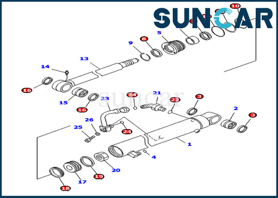 Komatsu 707-98-32520 7079832520 Blade Cylinder Repair Seal Kit For Excavator Inner Parts PC40MR-1 PC45MR-1