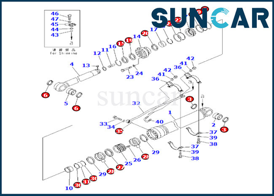 7079976300 707-99-76300 Bộ niêm phong xi lanh cánh tay Komatsu cho PC600-8 PC600-8R Bộ niêm phong xi lanh cánh tay
