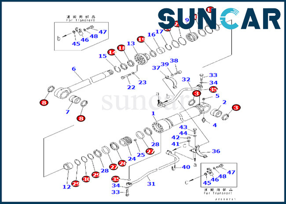 Boom Cylinder Seal Kit 7079976130 707-99-76130 Komatsu Boom Cylinder Seal Kit Phù hợp với PC600-8 PC600-8R