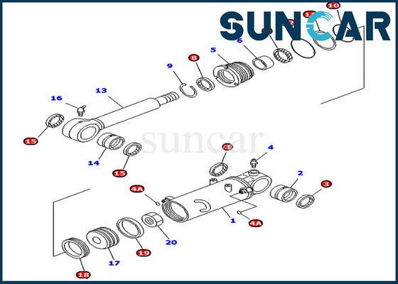 Bộ làm kín xi lanh dạng lưỡi 707-98-32900 7079832900 Bộ phận bên trong Komatsu cho máy xúc EU PC40MRX-1 PC45MRX-1