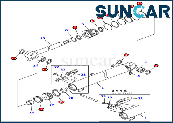 707-98-25560 Boom Service Kit Phù hợp với xi lanh thủy lực cho các mô hình Komatsu PC40MRX-1 PC40R-8 PC45MR-1