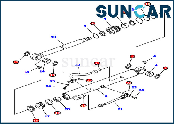 PC40MRX-1 PC45MRX-1 Komatsu 707-98-25970 Bộ con dấu sửa chữa xi lanh xô cho máy xúc Bắc Mỹ