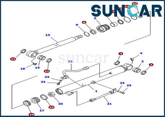 Bộ bịt kín thùng Komatsu 707-98-15690 7079815690 Bộ dụng cụ xi lanh Phù hợp với máy xúc PC40MR-1 PC40R-8