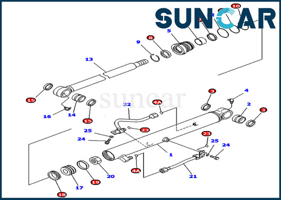 707-98-15740 7079815740 Bộ làm kín dầu Komatsu cho xi lanh xô PC40MR-1 PC40MRX-1 Bộ phận bên trong