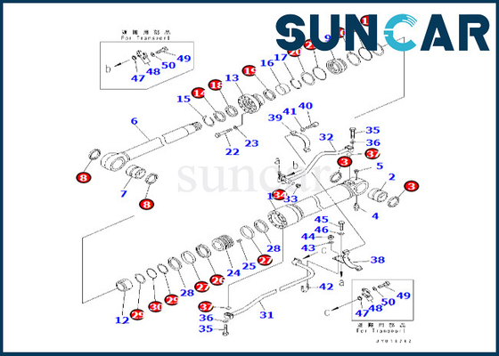 707-99-76131 7079976131 Bộ làm kín xi lanh bùng nổ Komatsu dành cho PC600-8 PC600-8R Bộ dụng cụ sửa chữa xi lanh bùng nổ