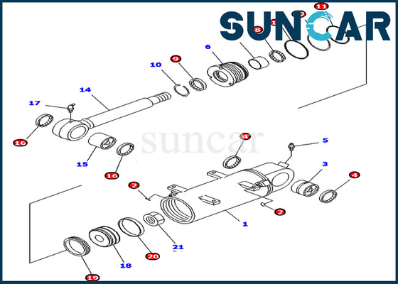 Bộ làm kín PC40MR-2 PC50MR-2 cho Komatsu 707-98-34670 7079834670 Bộ bảo dưỡng xi lanh thủy lực lưỡi