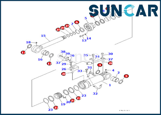 Bộ làm kín xi lanh đáy Komatsu 707-99-56220 7079956220 Phù hợp với PC600LC-6A PC600-8