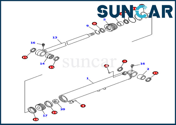 707-98-29510 7079829510 Boom Swing Cylinder Seal Kit cho máy PC40MR-2 Komatsu