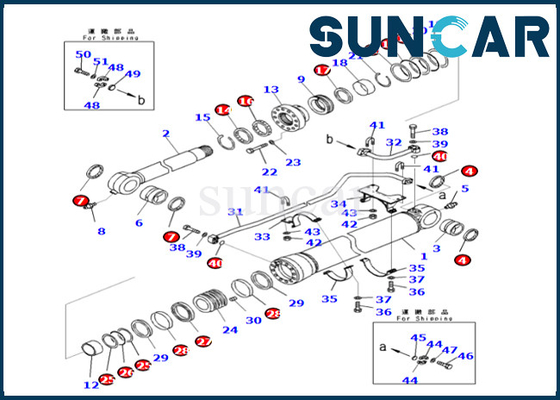 Bộ sửa chữa xi lanh xô 707-99-69550 7079969550 Bộ làm kín xi lanh Komatsu Phù hợp với PC700LC-8E0 PC800-8E0