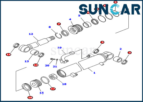 707-98-25820 7079825820 Arm Cylinder Service Kit For PC45-1 PC50UD-2 PC50UU-2 Komatsu Inner Parts