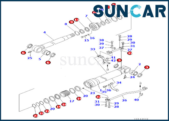 Bộ làm kín xi lanh loại bỏ 707-99-46030 7079946030 Komatsu Phù hợp với PC600-8 PC600LC-8 Bộ niêm phong xi lanh loại bỏ
