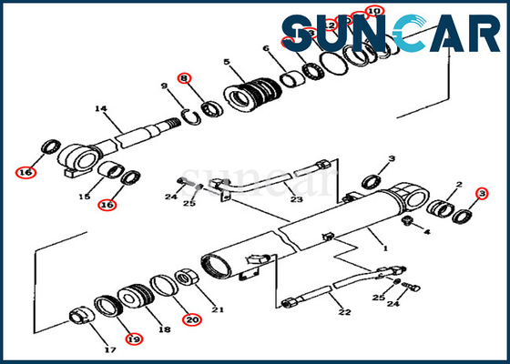 707-98-34140 Boom Cylinder Repair Seal Kit 7079834140 Đối với mô hình PC45-1 PC50UG-2 Komatsu