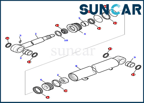 Bộ niêm phong máy xúc PC45R-8 PC45-1 878000416 Bộ dụng cụ làm kín dầu thay thế xi lanh thủy lực cánh tay