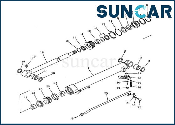 Bộ thay thế xi lanh cánh tay 201-63-33300 2016333300 Bộ làm kín xi lanh cánh tay Komatsu cho PC60U-3