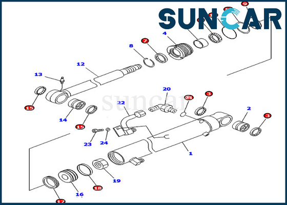 Bộ bảo dưỡng xi lanh cánh tay 707-98-25830 7079825830 Máy xúc Komatsu PC45MR-1 PC45MRX-1 PC45R-8 Bộ niêm phong