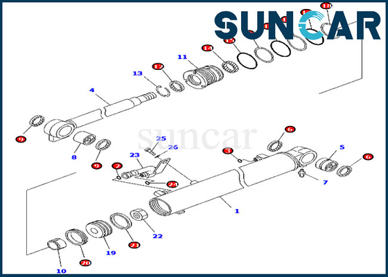 707-98-25750 7079825750 Boom Cylinder Seal Kit Phù hợp với các bộ phận bên trong Komatsu PC45MR-3 PC55MR-3