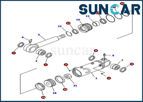 707-98-32570 Bộ dụng cụ làm kín xi lanh dạng lưỡi Bộ dụng cụ bảo dưỡng cho thiết bị mô hình Komatsu PC45MR-3 PC55MR-3