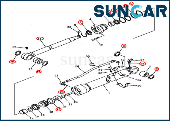 Cylinder Assy 201-63-02050 2016302050 Bộ dụng cụ làm kín cánh tay Komatsu PC60U-5 Bộ sửa chữa CYL thủy lực