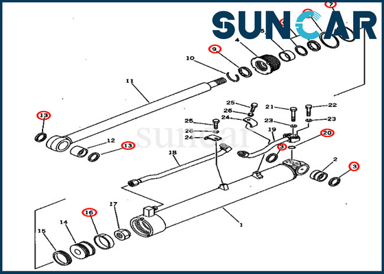 Kiểu PC60U-5 Komatsu 201-63-02060 2016302060 Boom Swing Repair Seal Kit Xi lanh thủy lực
