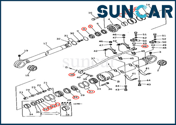 707-99-77240 7079977240 Bộ sửa chữa con dấu xi lanh cánh tay cho máy xúc Komatsu PC650-3 PC650LC-5 PC710-5