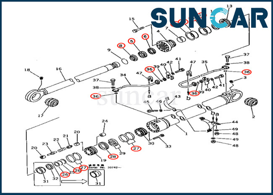 Komatsu 707-99-68600 7079968600 Boom Cylinder Service Kit cho Model Loader PC650-3 PC650-5