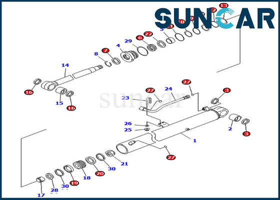 PC70-8 Komatsu 707-99-36710 7079936710 Bộ dụng cụ thay thế xi lanh thủy lực Boom